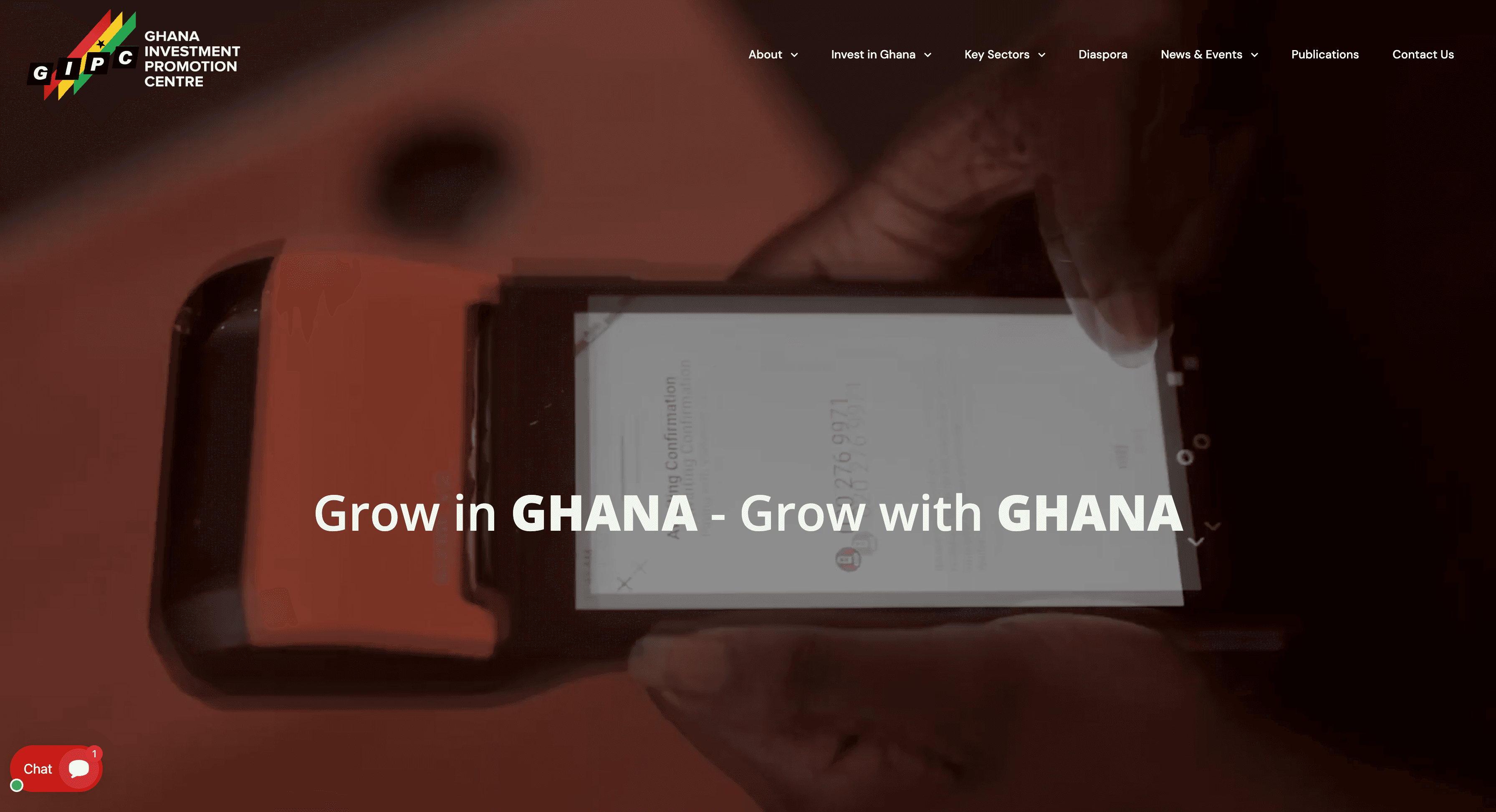 Ghana Investment Promotion Centre Website screenshot